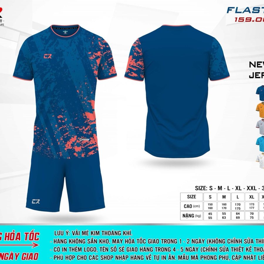 áo quần bóng đá CR Flast 14 xanh dương hồng