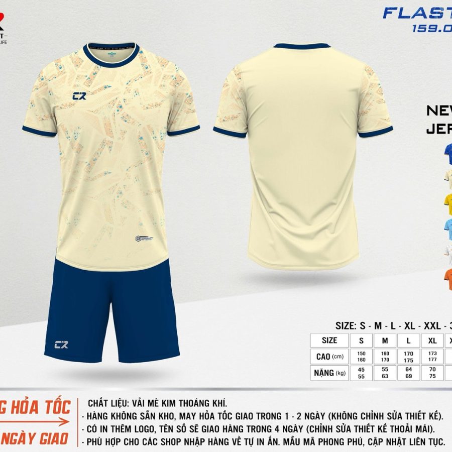 áo quần bóng đá CR Flast 15 vàng be