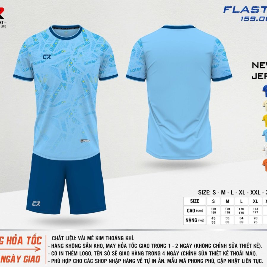 áo quần bóng đá CR Flast 15 xanh dương nhạt