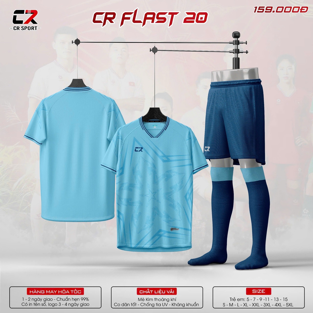 áo quần bóng đá CR Flast 20 xanh dương nhạt áo quần bóng đá CR Flast 20 xanh dương nhạt