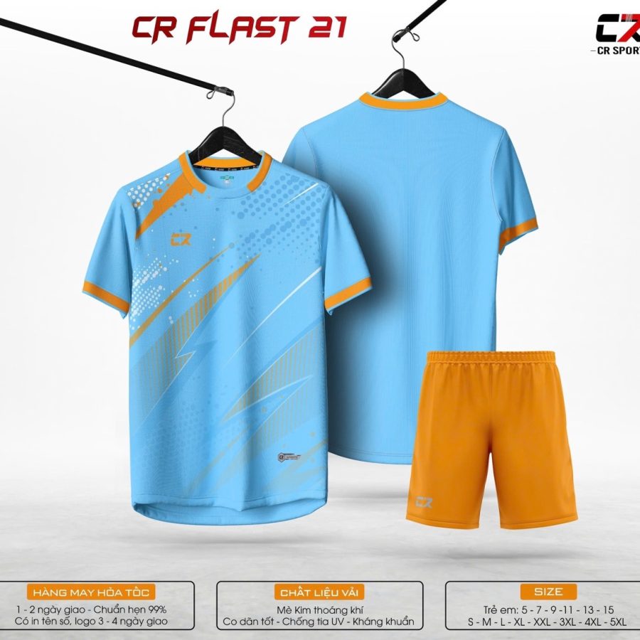 áo quần bóng đá CR Flast 21 xanh dương nhạt vàng