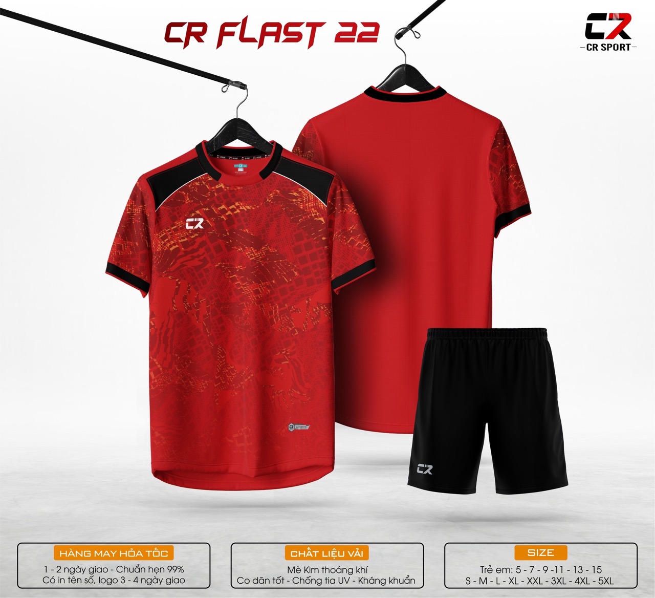 áo quần bóng đá CR Flast 22 đỏ đen áo quần bóng đá CR Flast 22 đỏ đen