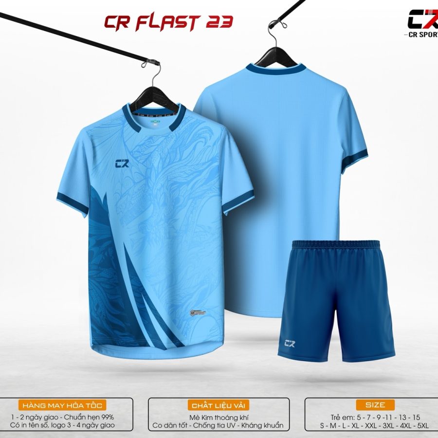 áo quần bóng đá CR Flast 23 xanh dương nhạt xanh dương đậm