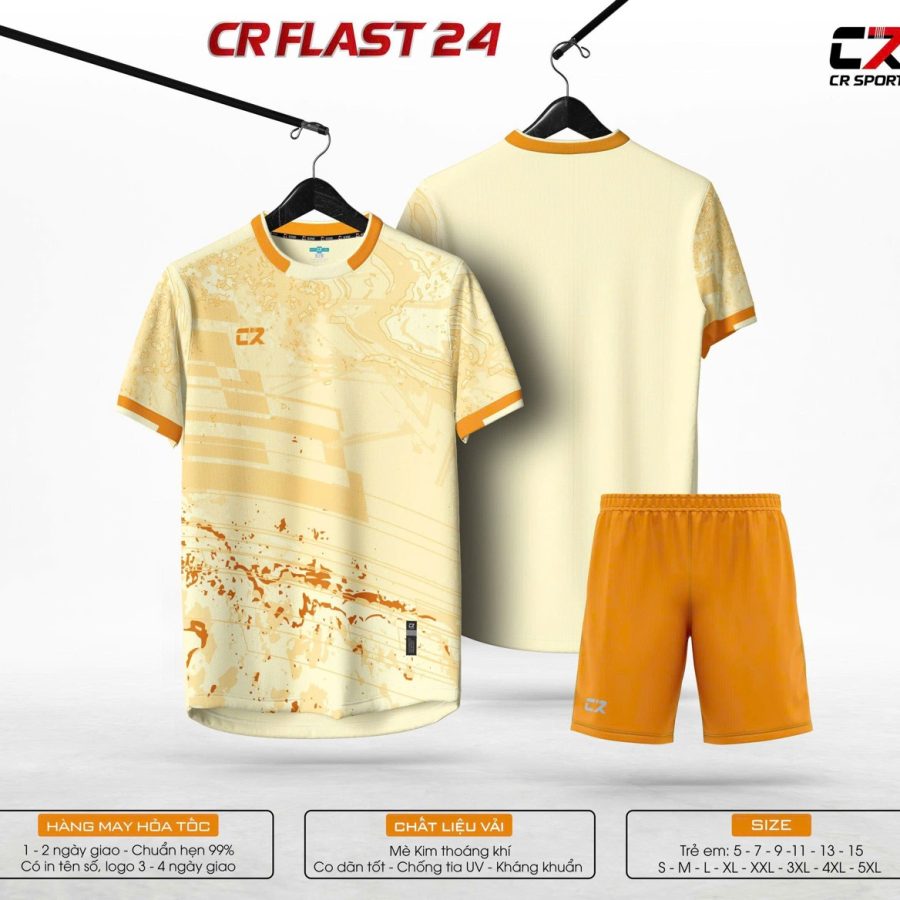áo quần bóng đá CR Flast 24 vàng be