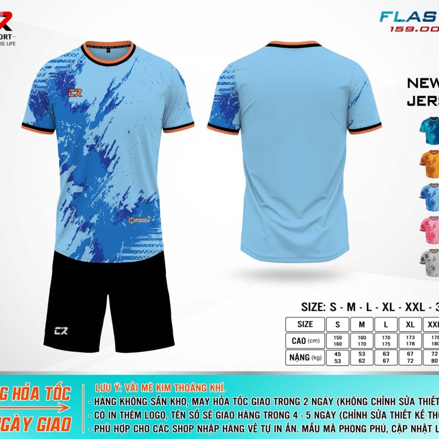 áo quần bóng đá CR Flast 5 xanh dương nhạt