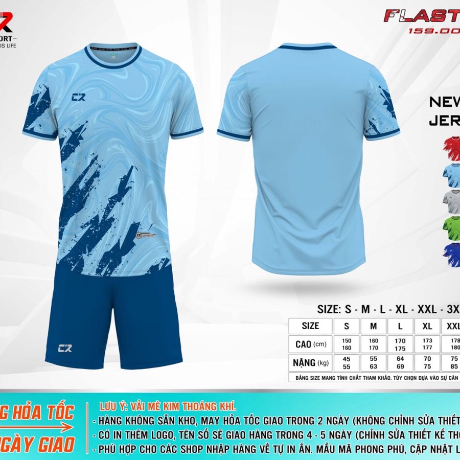 áo quần bóng đá CR Flast 7xanh dương nhạt
