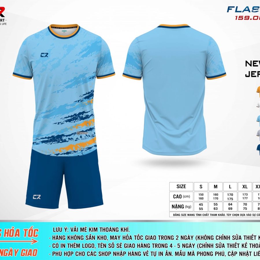áo quần bóng đá CR Flast 8 xanh dương nhạt