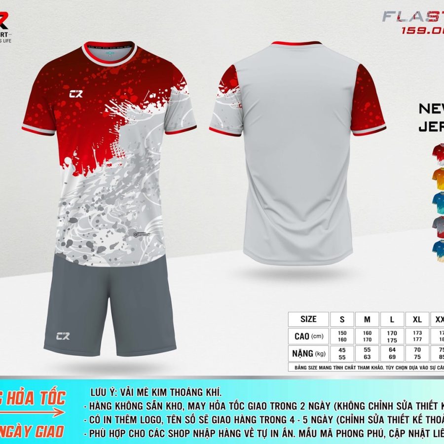 áo quần bóng đá CR Flast 9 đỏ xám