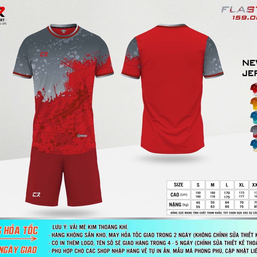 áo quần bóng đá CR Flast 9 xám đỏ