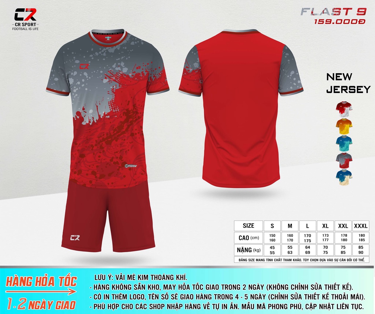 áo quần bóng đá CR Flast 9 xám đỏ áo quần bóng đá CR Flast 9 xám đỏ