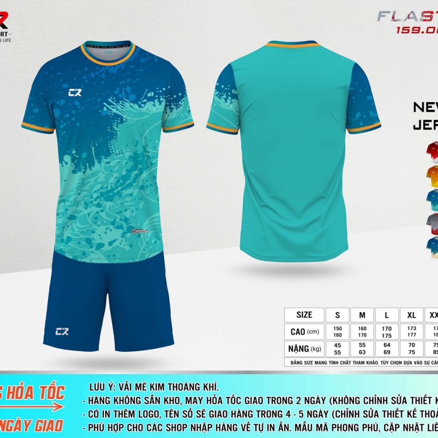 áo quần bóng đá CR Flast 9 xanh dương xanh lá