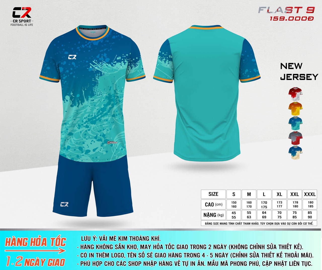 áo quần bóng đá CR Flast 9 xanh dương xanh lá áo quần bóng đá CR Flast 9 xanh dương xanh lá