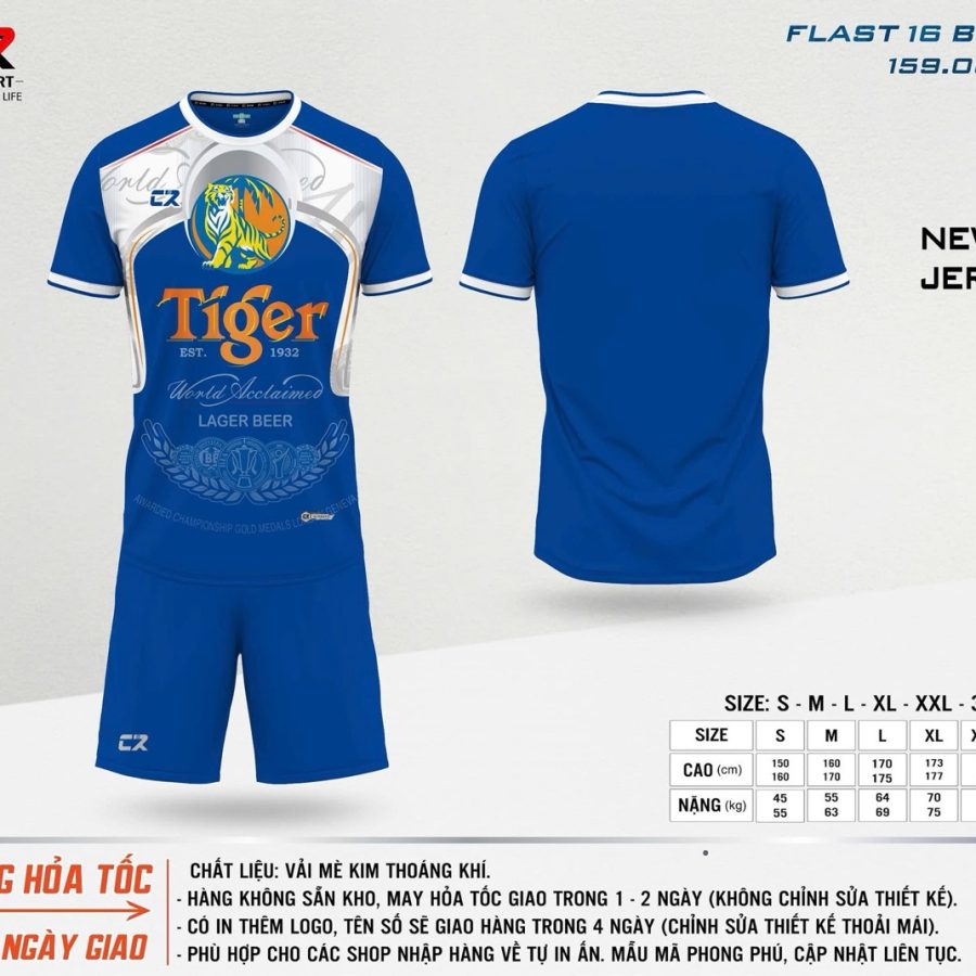 áo quần bóng đá CR Flast Beer 16 tiger xanh dương