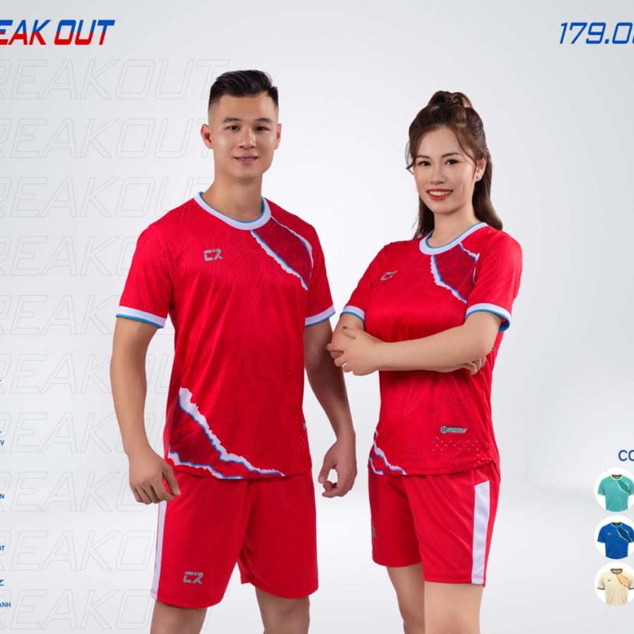 áo quần bóng đá nam nữ CR Break Out mẫu đỏ