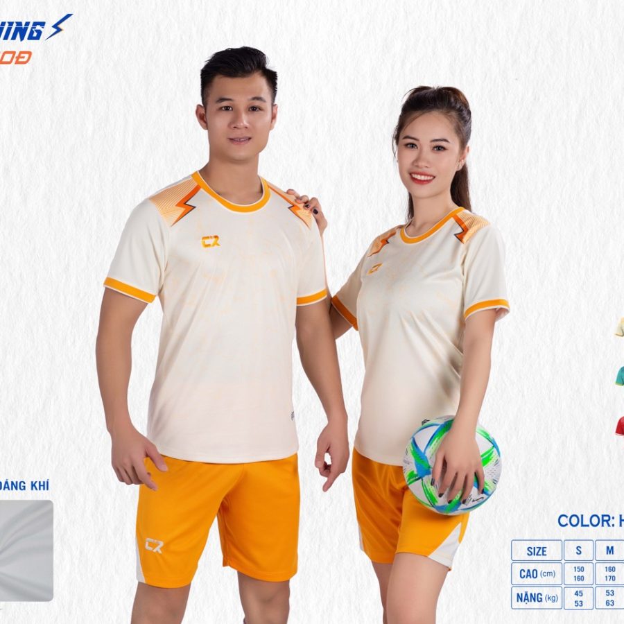 áo quần bóng đá nam nữ CR Lightning mẫu vàng be