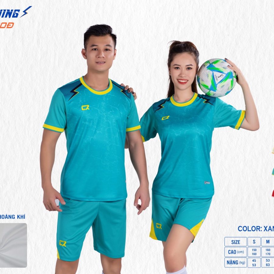 áo quần bóng đá nam nữ CR Lightning mẫu xanh ngọc