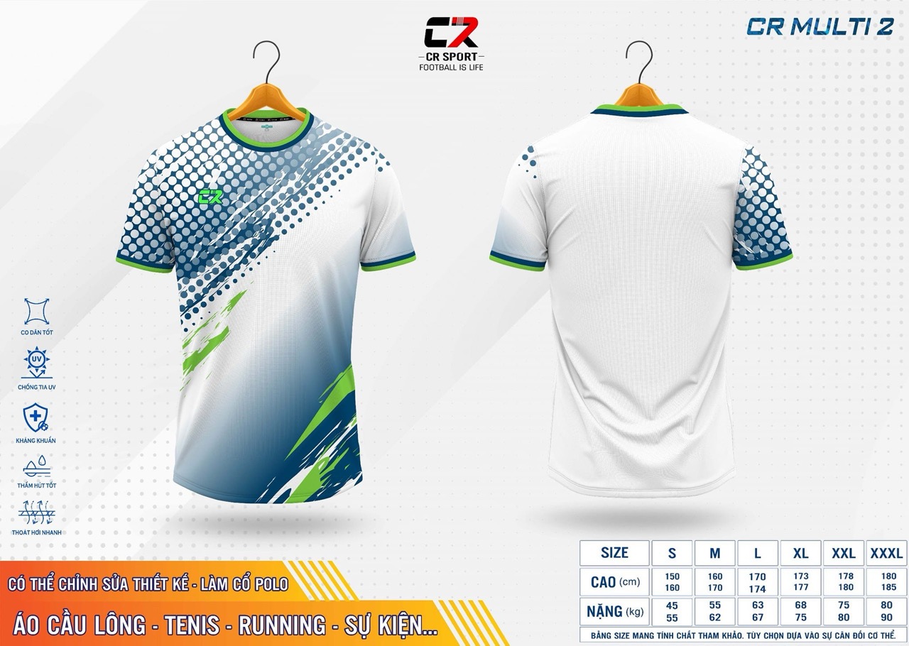 áo quần bóng đá nam nữ CR Multi 2 xanh dương xanh lá áo quần bóng đá nam nữ CR Multi 2 xanh dương xanh lá