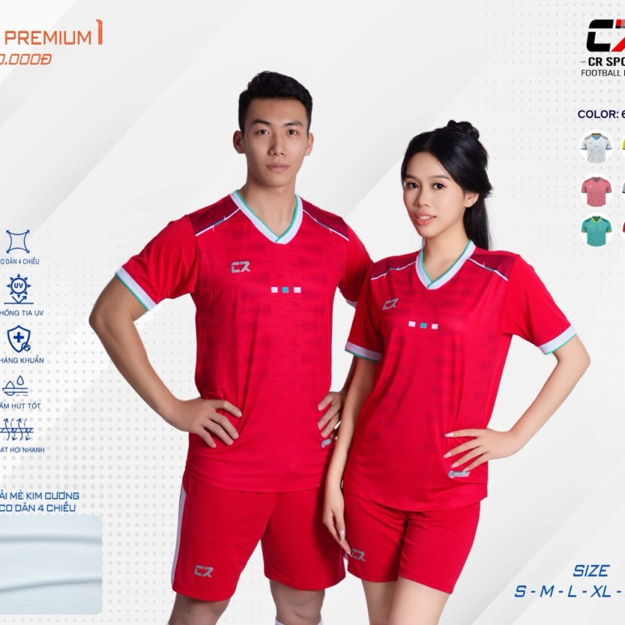 áo quần bóng đá nam nữ CR Premium mẫu đỏ