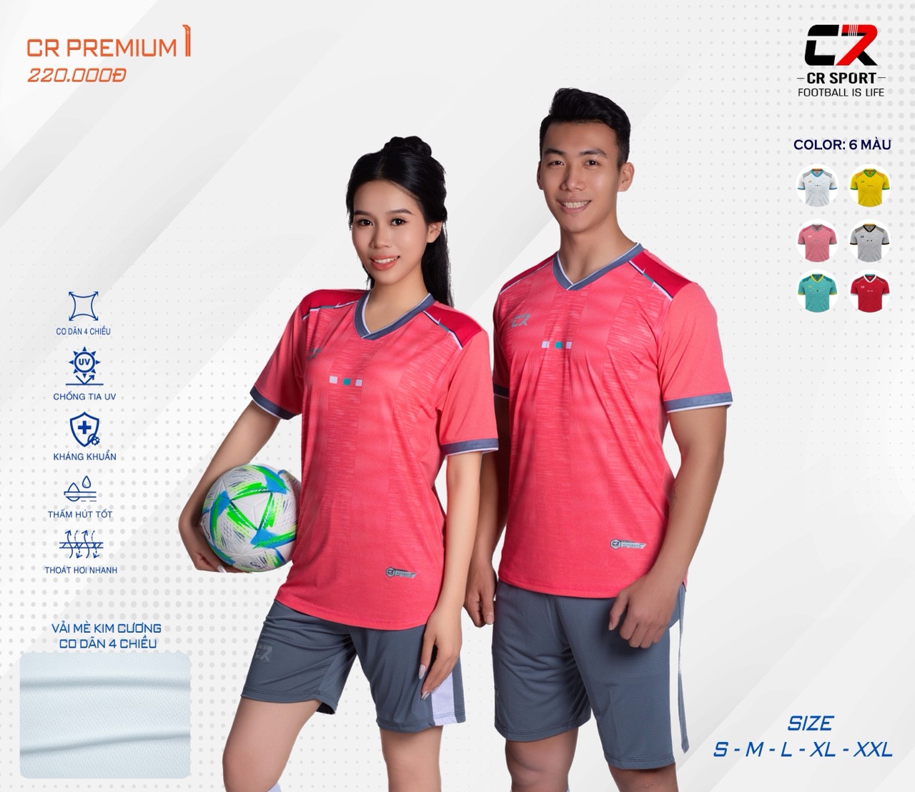 áo quần bóng đá nam nữ CR Premium mẫu hồng áo quần bóng đá nam nữ CR Premium mẫu hồng