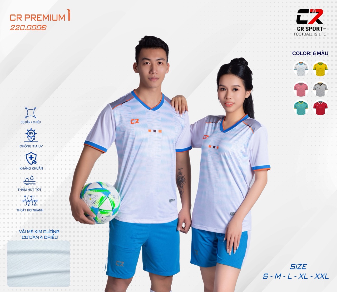 áo quần bóng đá nam nữ CR Premium mẫu trắng áo quần bóng đá nam nữ CR Premium mẫu trắng