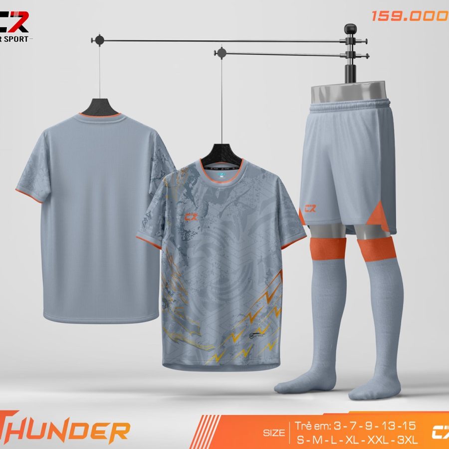 áo quần bóng đá nam nữ CR Thunder màu xám