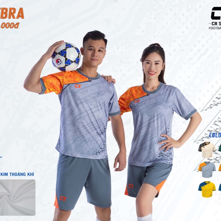 áo quần bóng đá nam nữ CR Zebra mẫu xám