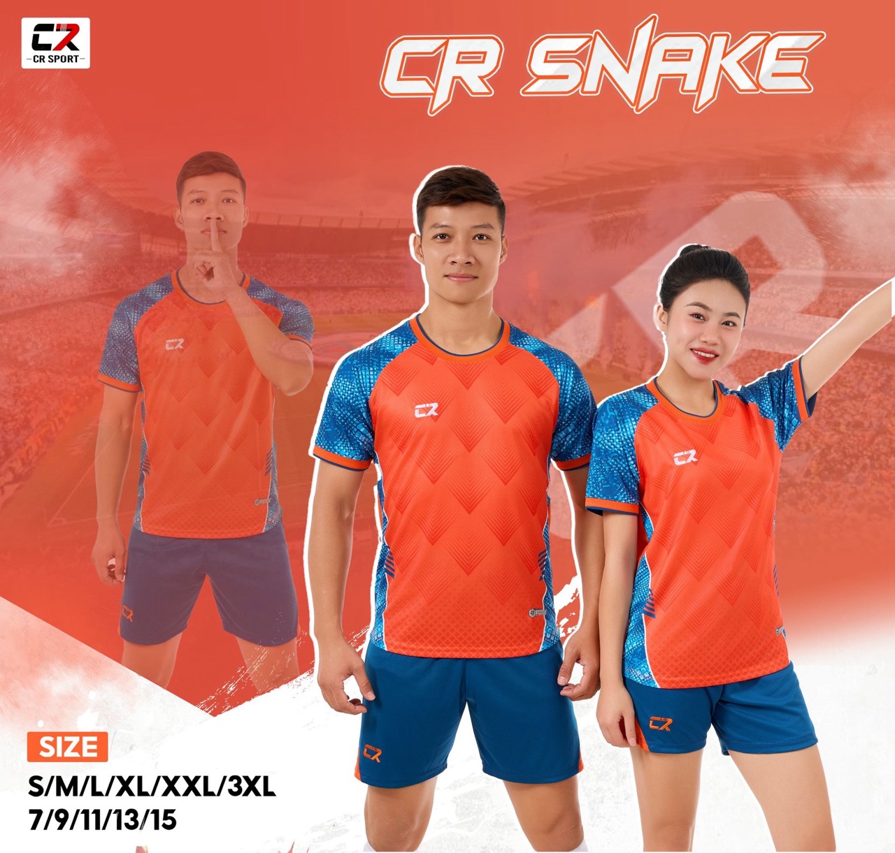 áo quần bóng đá nam nữ CR snake mẫu cam áo quần bóng đá nam nữ CR snake mẫu cam