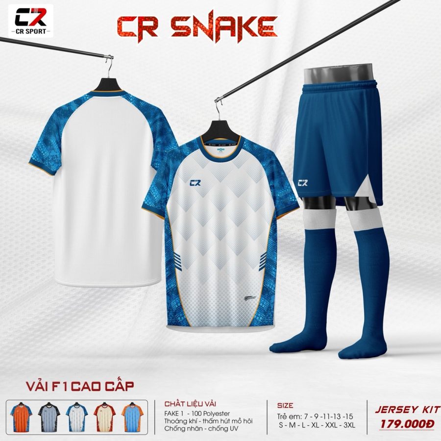 áo quần bóng đá nam nữ CR snake trắng