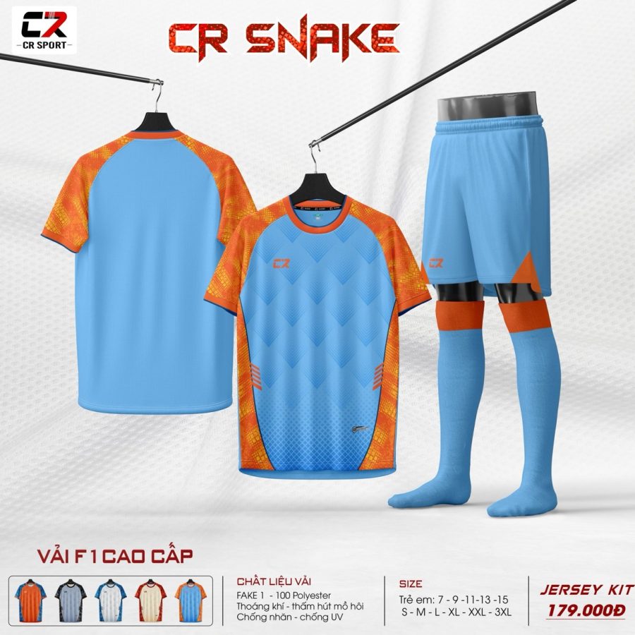 áo quần bóng đá nam nữ CR snake xanh dương