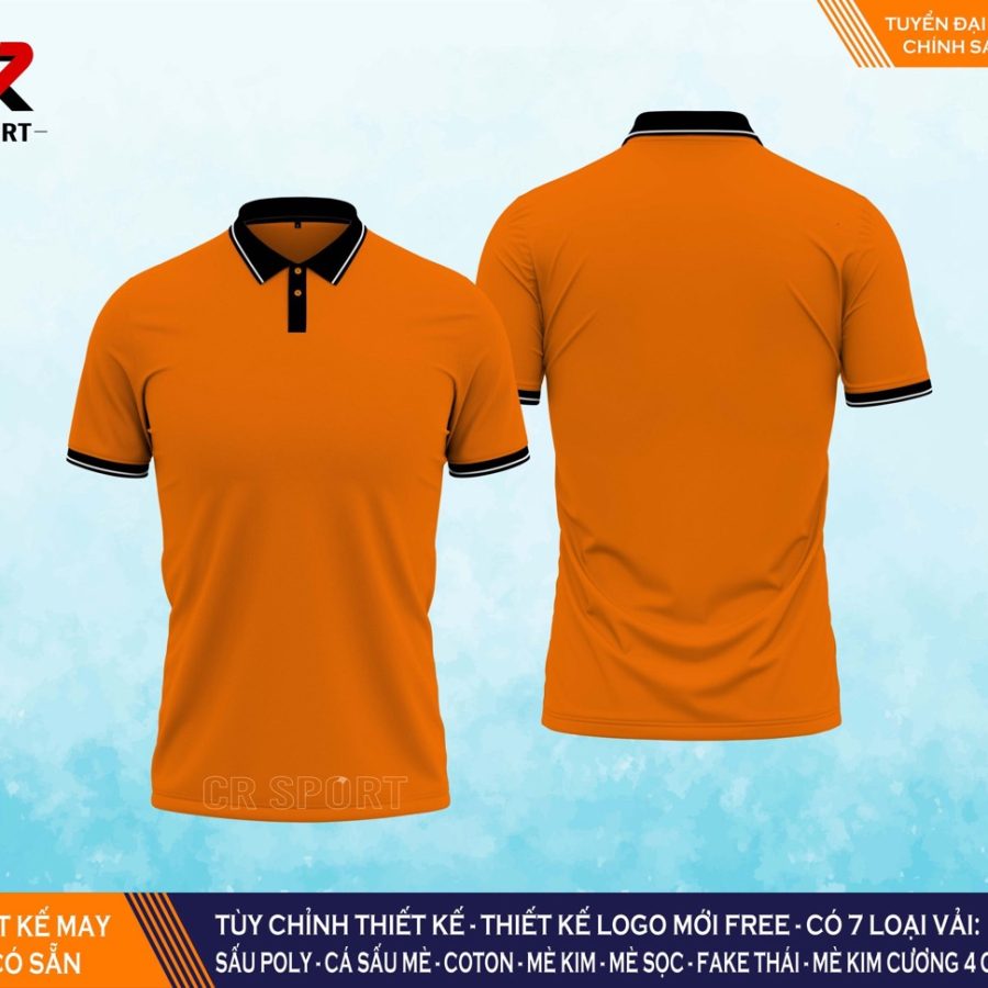 thời trang thể thao polo CR 1 cam đậm đen