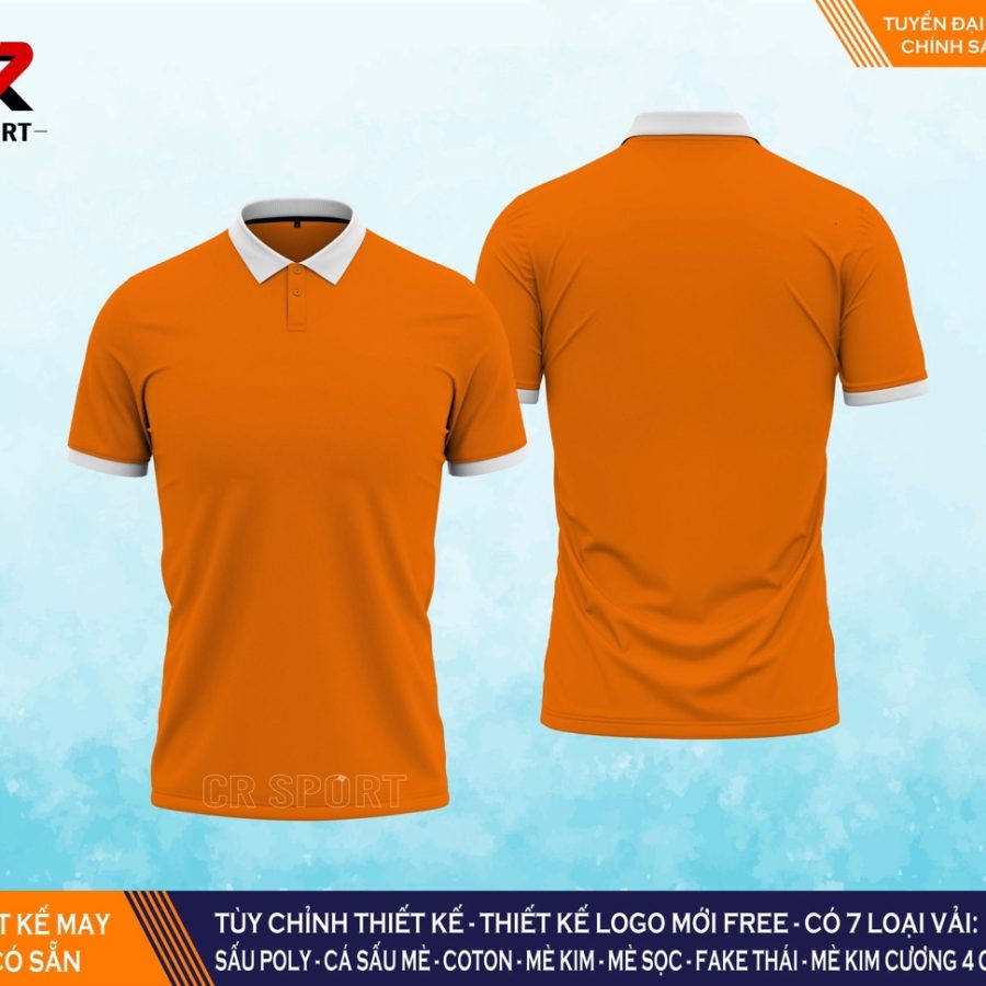 thời trang thể thao polo CR 1 cam đậm trắng