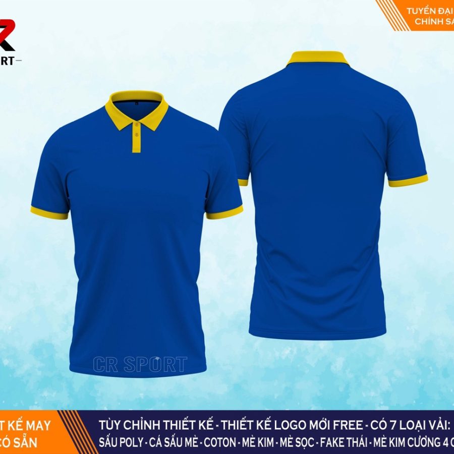 thời trang thể thao polo CR 1 xanh dương đậm vàng