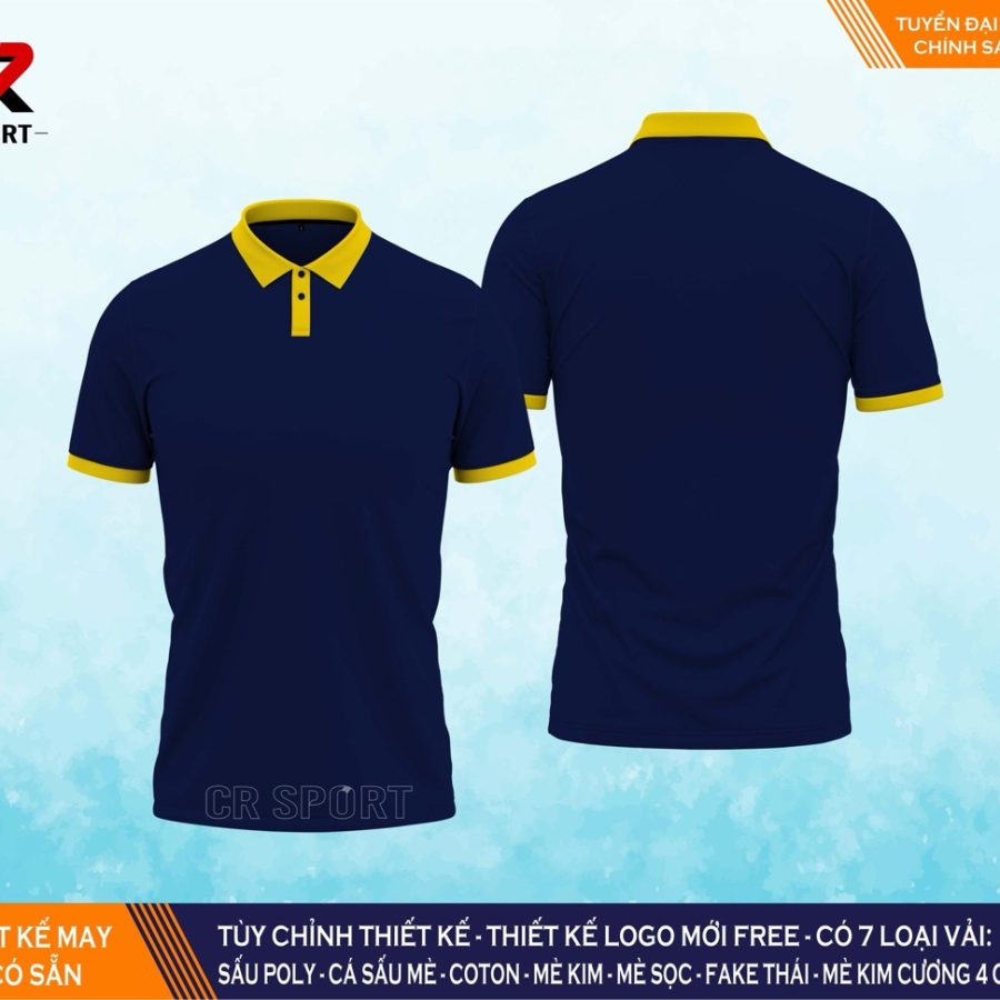 thời trang thể thao polo CR 1 xanh dương xẫm vàng