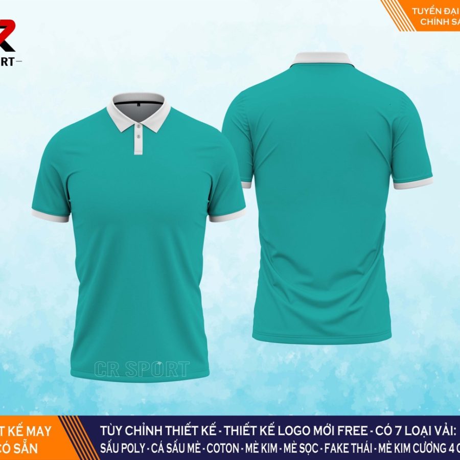 thời trang thể thao polo CR 1 xanh lá nhạt trắng