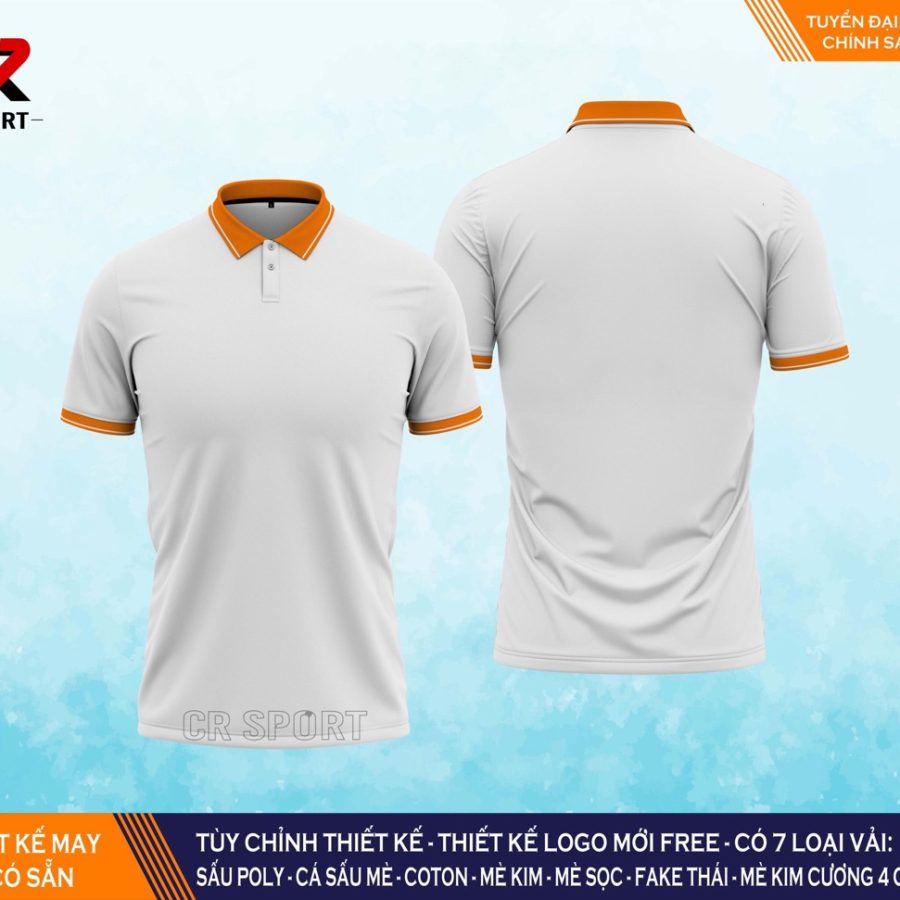 thời trang thể thao yêu cầu polo CR 2 trắng cổ cam