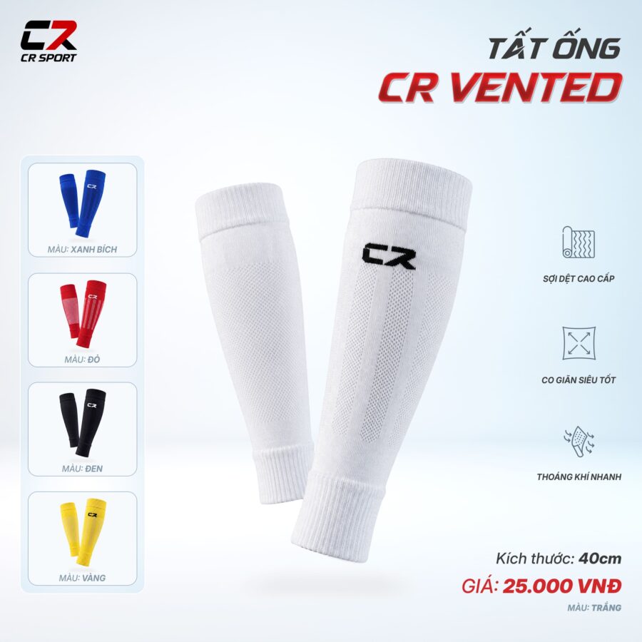 Tất Ống Bóng Đá CR Vented 40cm – Thoáng Khí, Co Giãn Tốt